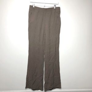 Zara Women’s Crinkle Crepe Flare Leg Pull on Pants in Taupe